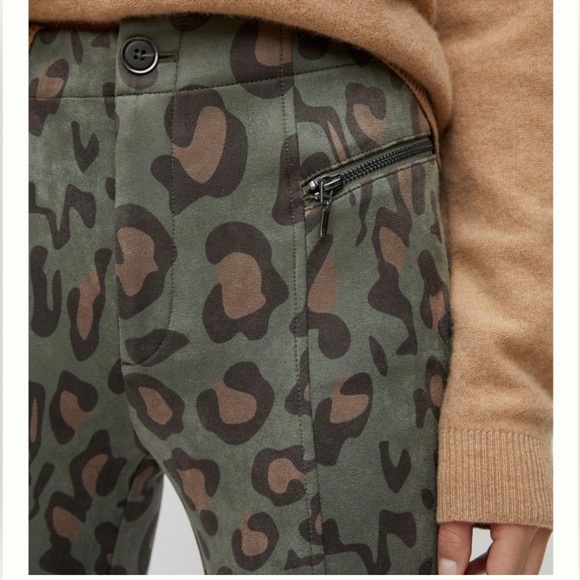 Maeve Anthropologie high rise green suede leopard print zipper legging pants - Picture 7 of 17